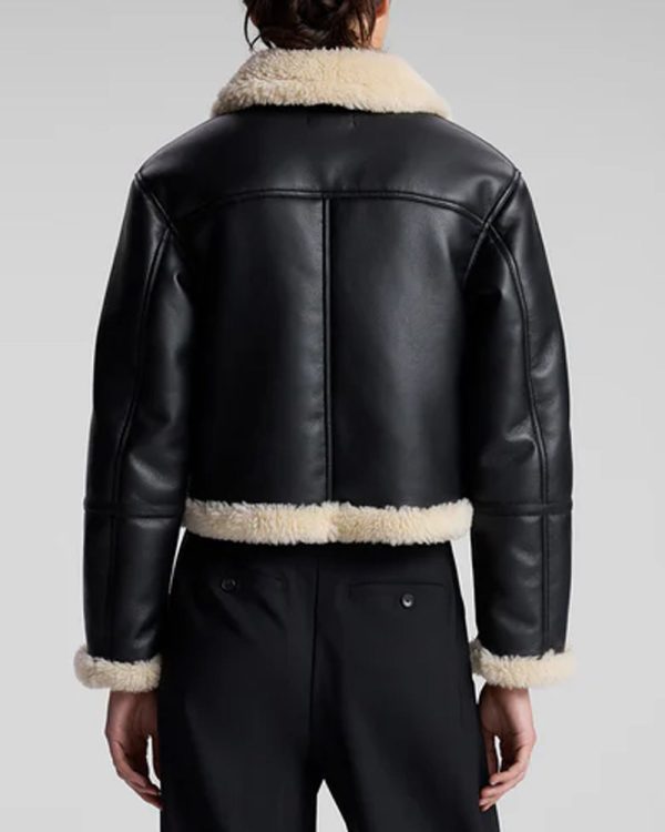 Black and Champagne Avery Shearling Jacket on Sale