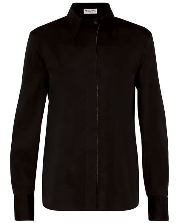 Black Monili Placket Button Down Shirt Online now