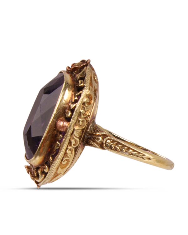 Vintage Amethyst and Amber Bezel Ring Online Hot Sale