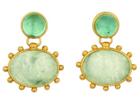 Variscite Water and Tourmaline Earrings on Sale