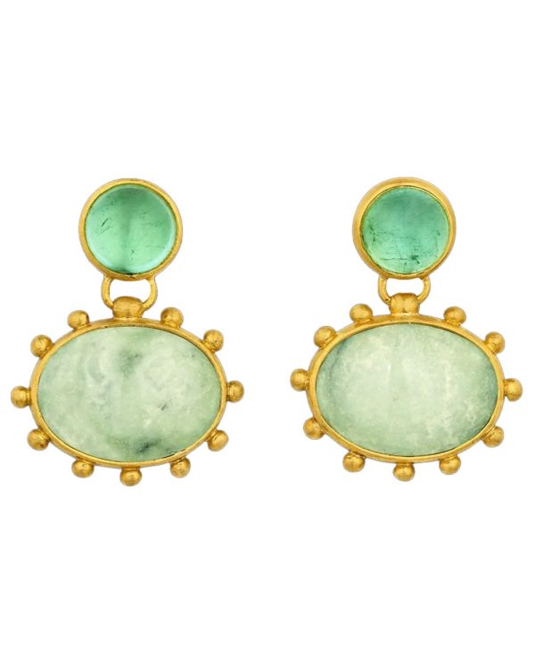 Variscite Water and Tourmaline Earrings on Sale