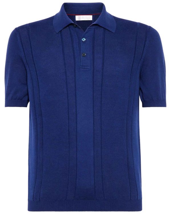 Blue Knit Polo For Sale