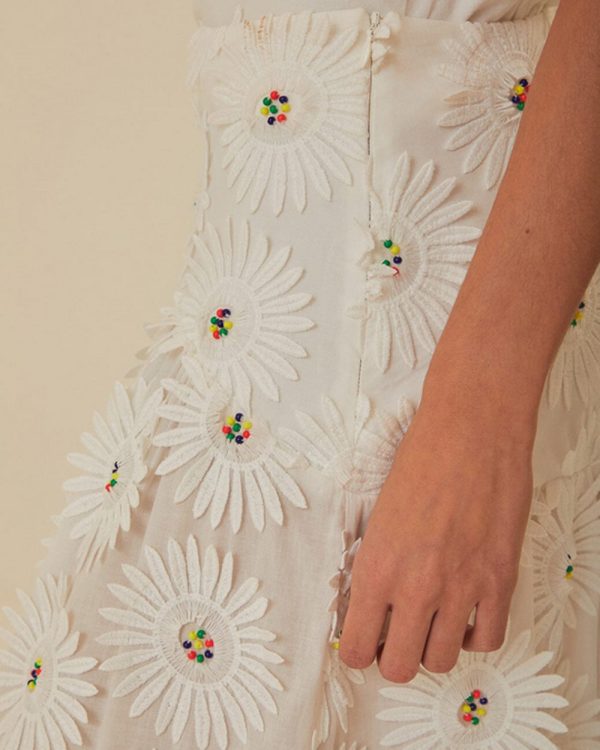 White Daisy Maxi Skirt For Discount