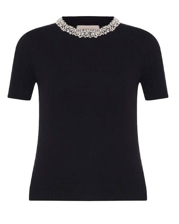 Black Nomia Embellished Knit Tee Online now