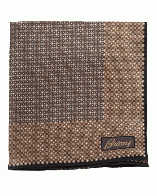 Beige and Black Micro Motif Pocket Square Online Hot Sale