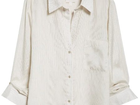 White Tonal Stripe Silk New Morning After Shirt Online now