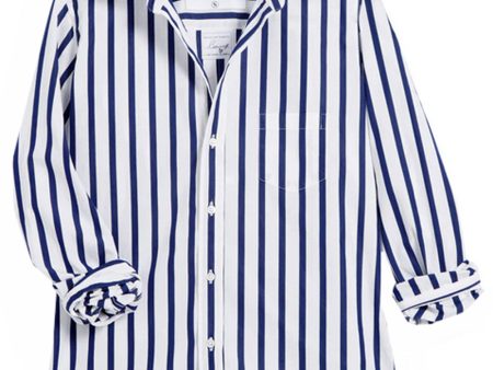 Wide Navy Stripe Barry Button Up Shirt Online Sale