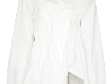 White Cinch Pleated Shirt Discount