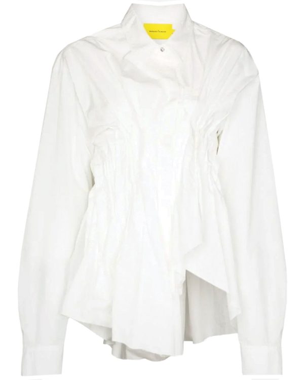 White Cinch Pleated Shirt Discount