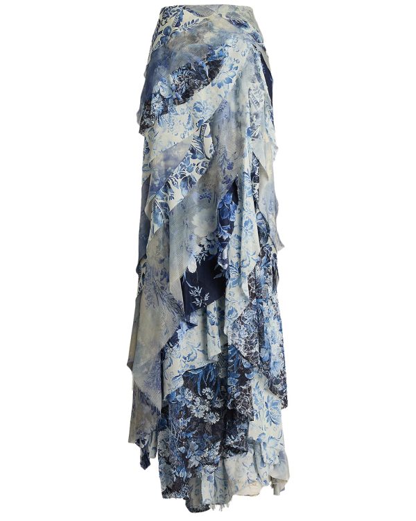 Blue and Pearl Wildflower Maxi Skirt Online Sale