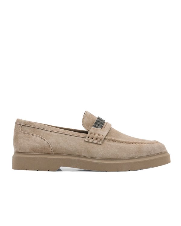 Monili Suede Penny Loafer in Light Brown Sale