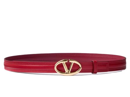 VLogo Moon Reversible Belt in Dark Red Online Sale