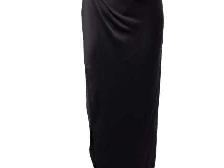 Black Gathered Maxi Skirt Supply