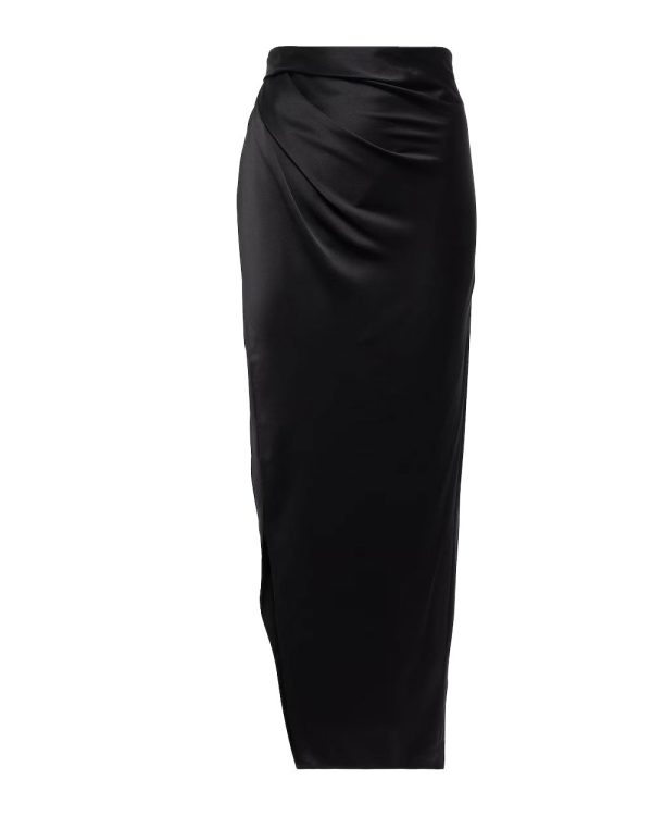 Black Gathered Maxi Skirt Supply