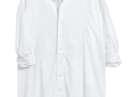 White Collarless Victoria Button Up Shirt For Discount