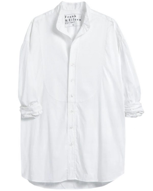 White Collarless Victoria Button Up Shirt For Discount