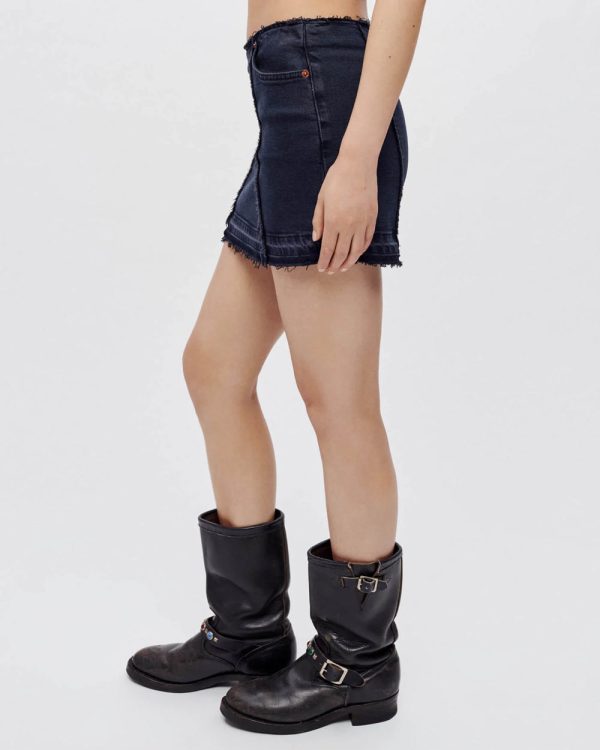 Tube Denim Mini Skirt in Blaken Blue Hot on Sale