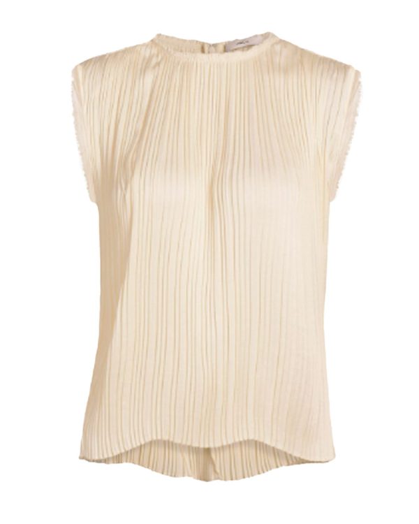 Bell Pleated Crew Neck Shell on Sale