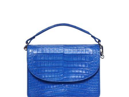 Valencia Crocodile Crossbody Bag in Blue For Sale