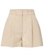 White and Khaki Seersucker Hania Short on Sale