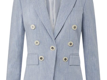 Blue Oasis Pinstripe Gaya Dickey Jacket For Sale