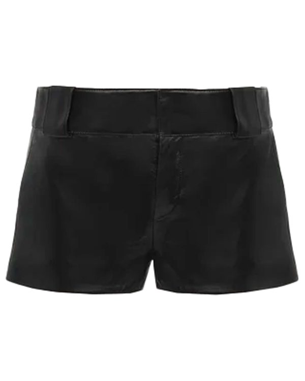 Black Leather Mini Short on Sale