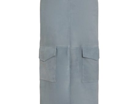 Airy Blue Suede Adige Cargo Skirt Fashion