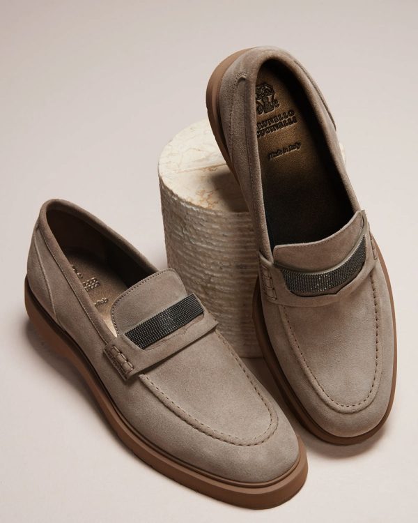 Monili Suede Penny Loafer in Light Brown Sale