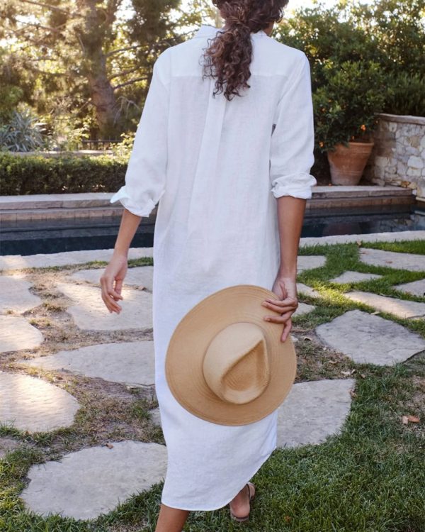 White Linen Rory Maxi Shirtdress For Discount