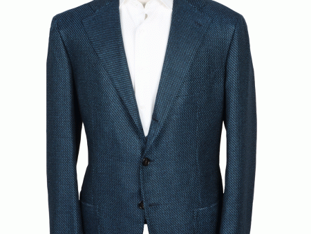 Aqua and Black Textured Sportcoat For Sale