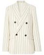 White and Grey Pinstripe Panama Double Breasted Jacket Sale