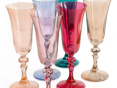 Pastel Colored Glass Regal Flute Mixed Set For Discount