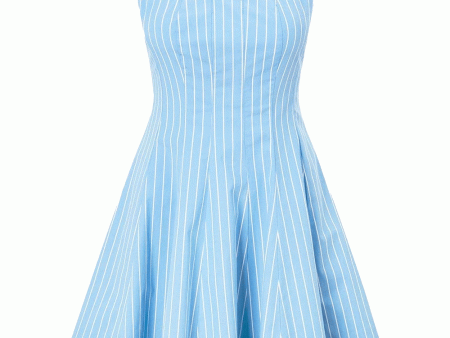 Azure Pinstripe Mini Wells Dress Fashion