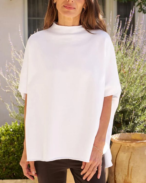 White Audrey Funnel Neck Capelet For Cheap