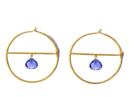 Tanzanite Drop Hoop Earrings For Discount