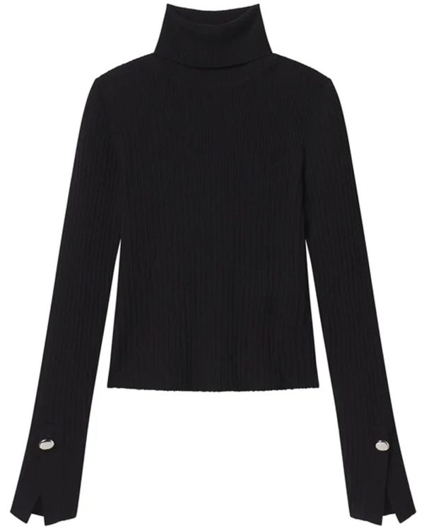 Black Jett Cable Knit Turtleneck Online Hot Sale