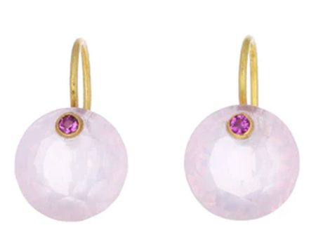 Small Rose Quartz and Pink Sapphire Earrings Cheap