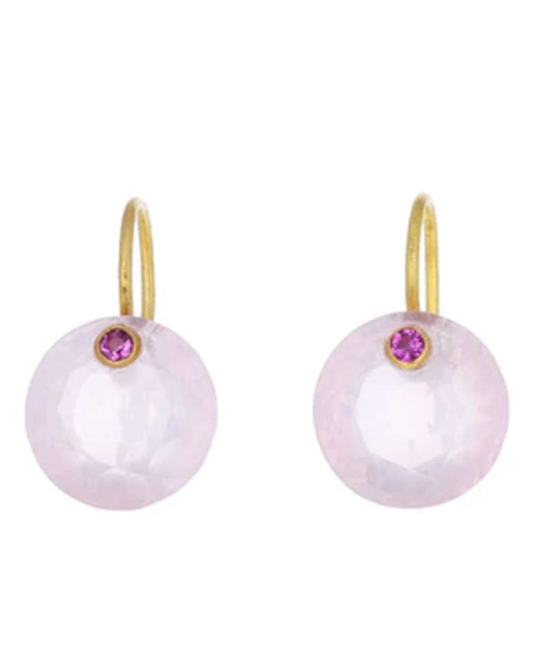 Small Rose Quartz and Pink Sapphire Earrings Cheap