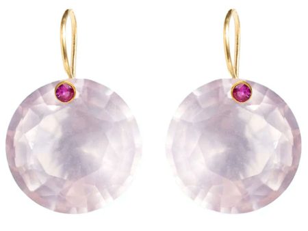 Large Rose Quartz and Pink Sapphire Gem Earrings Cheap