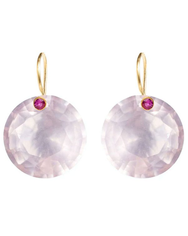 Large Rose Quartz and Pink Sapphire Gem Earrings Cheap