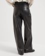 Black Smooth Leather Straight Pant Online Hot Sale