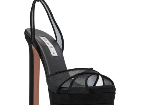 Divine Mesh Platform Sandal in Black on Sale