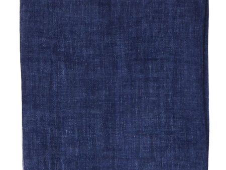 Solid Navy Linen Pocket Square Sale