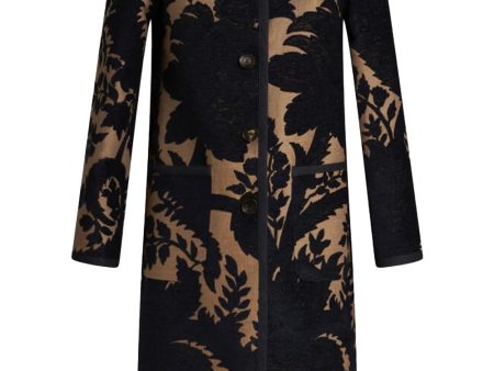 Black Palm Print Reversible Coat Discount