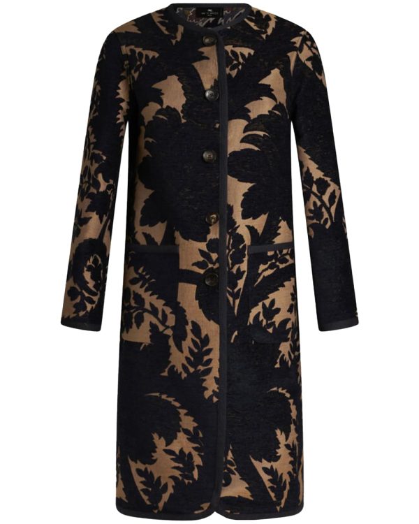 Black Palm Print Reversible Coat Discount