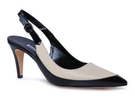 Bicolor Leather Slingback Pumps Supply