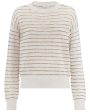 White and Beige Paillette Stripe Sweater Fashion