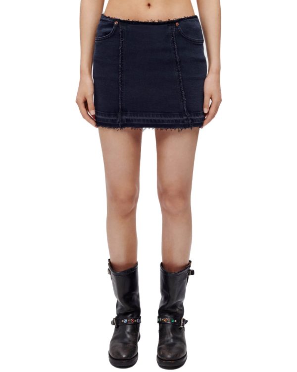 Tube Denim Mini Skirt in Blaken Blue Hot on Sale