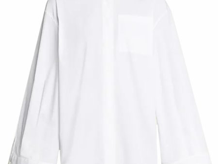 White Wide Monili Cuff Button Up Shirt Sale