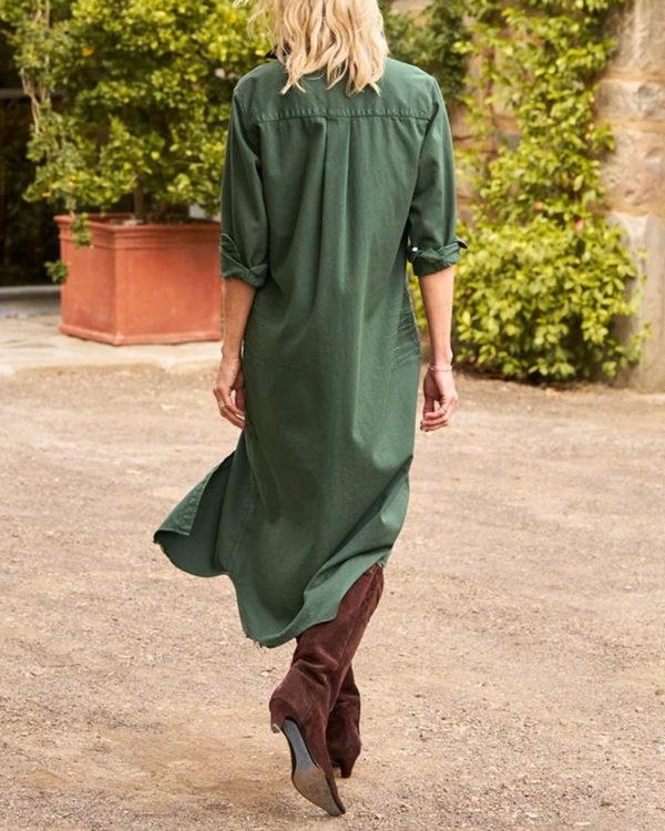 Vintage Green Rory Maxi Shirtdress Discount